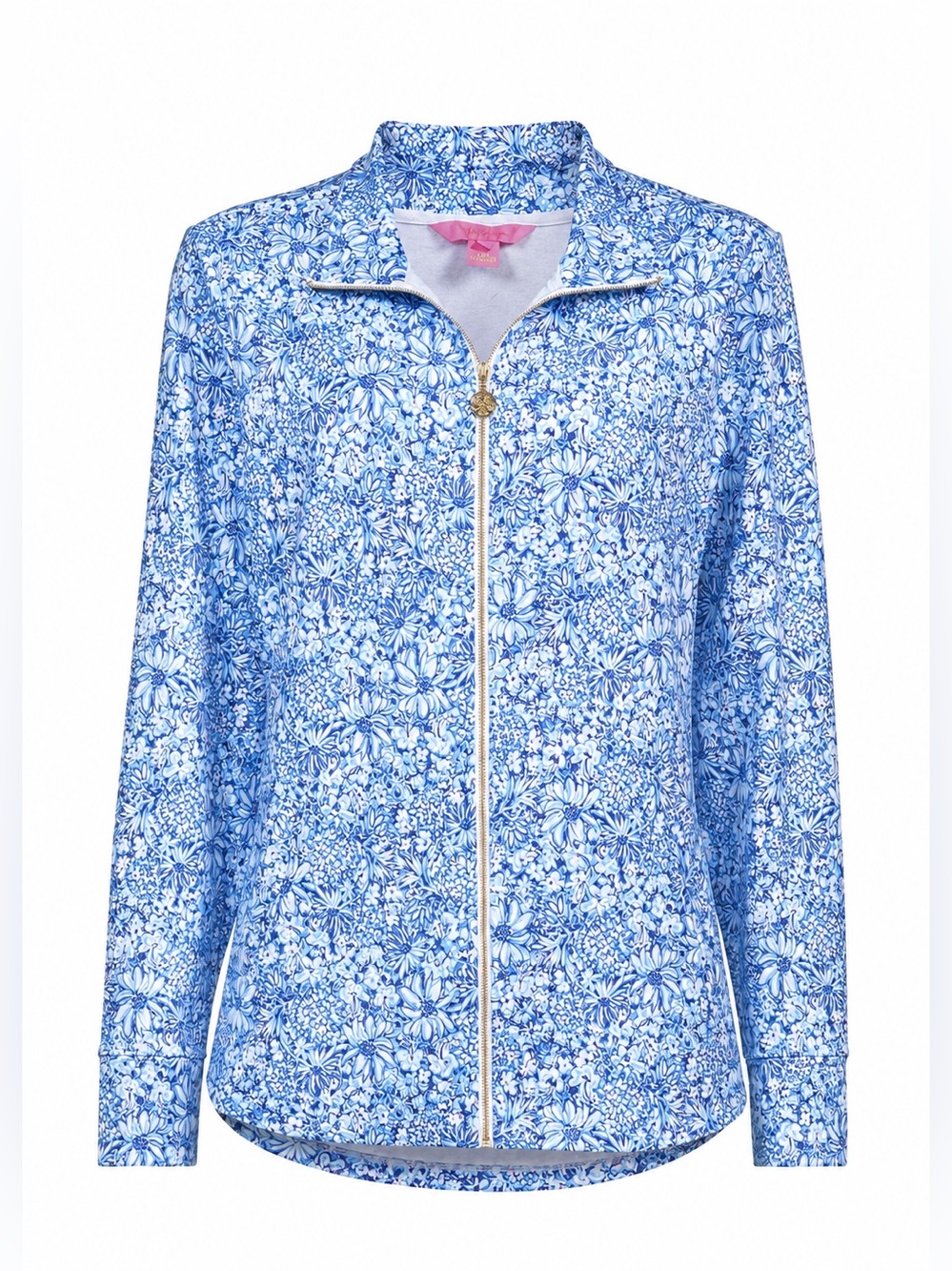 Lilly Pulitzer Luxletic Blue BLOOMING TOGETHER LEONA JACKET Full Zip UPF 50 * L